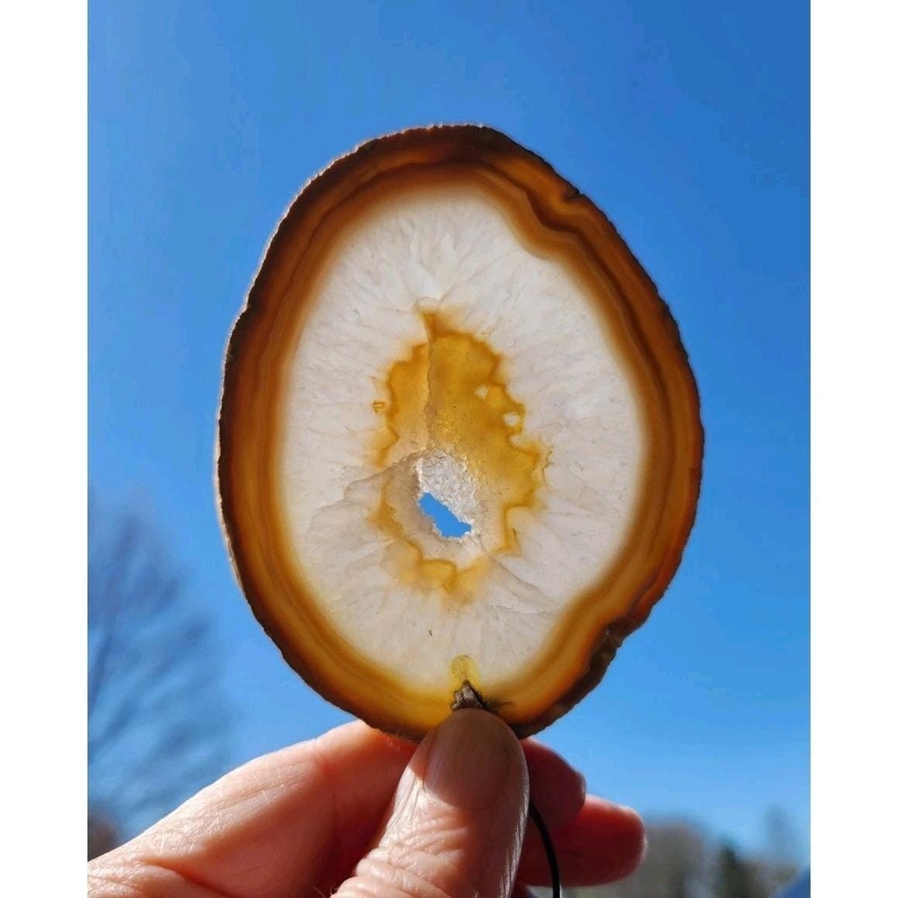 LARGE Polished Agate Slab Slice Window Sun‎ Light Catcher Pendant Crystal Rings